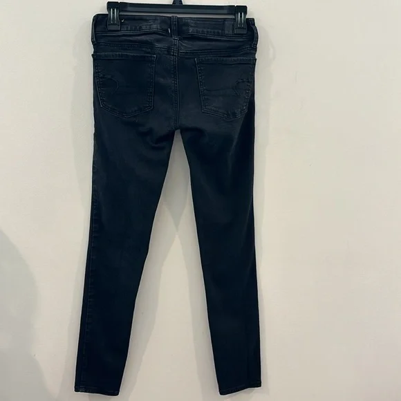 🌺American Eagle Outfitters Super Stretch Size 2 Skinny Jeans Jeggings Black - Picture 5 of 5